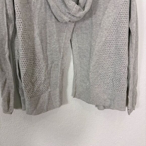 Lululemon Grey Open Hooded Cardigan Slit Back Sweater - Picture 8 of 10